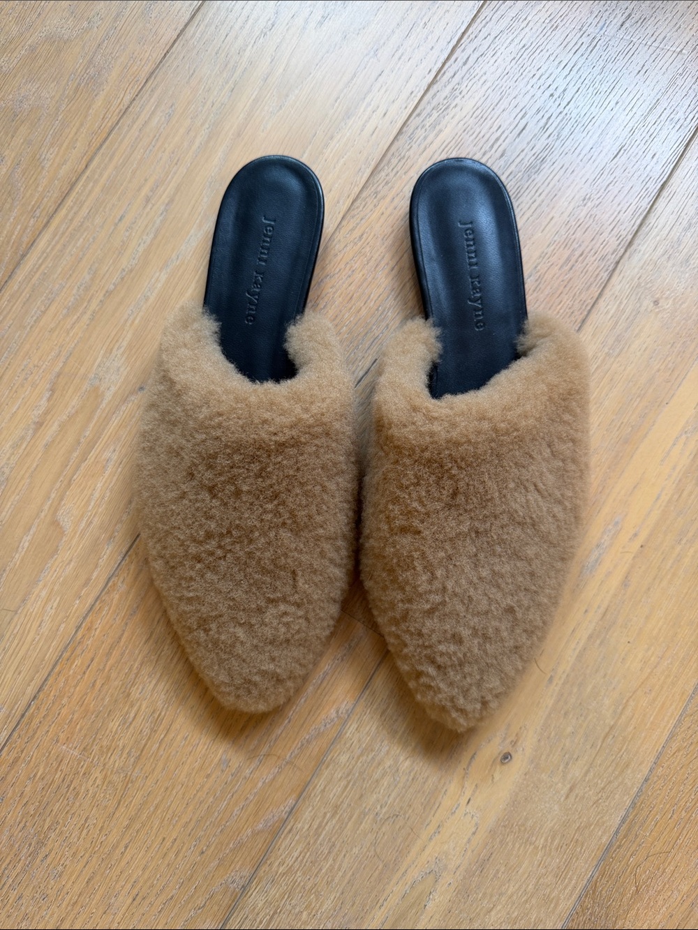 Jenni Kayne Camel Faux-Shearling Slide Mules